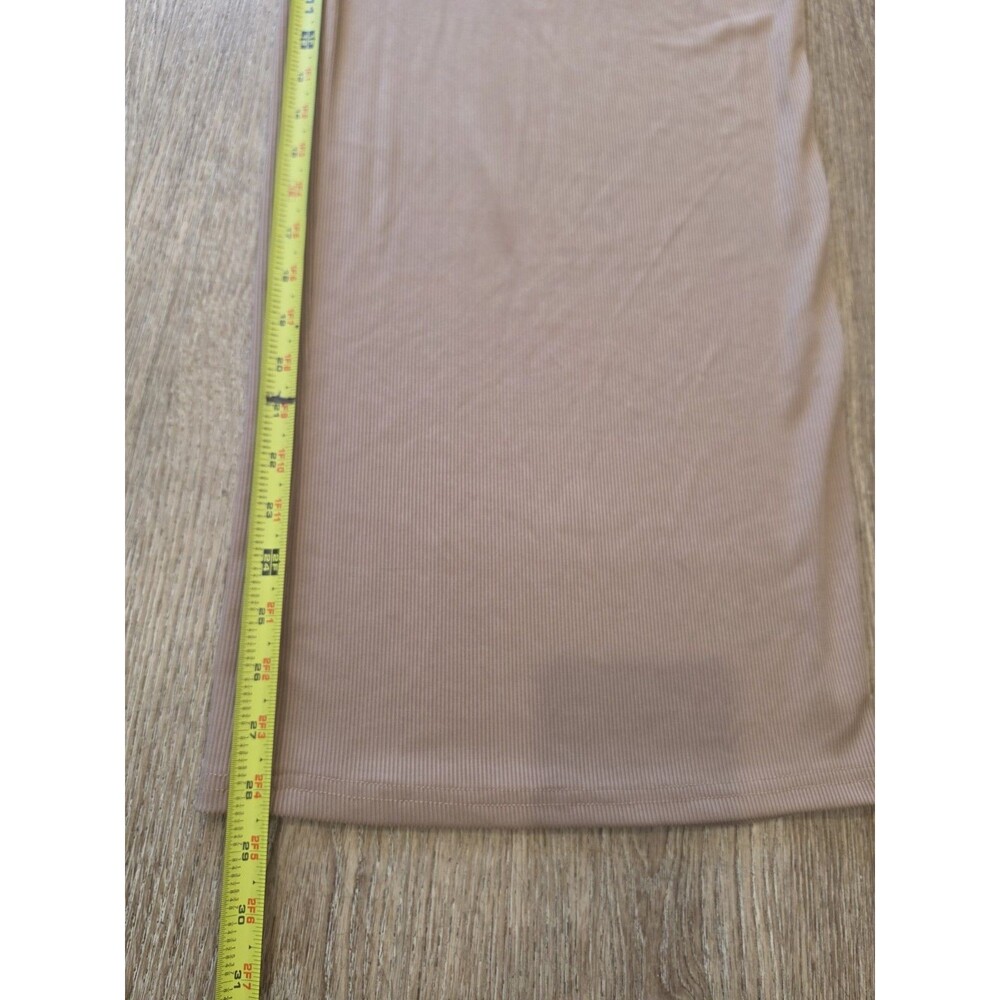 Cider Women's Wide Leg Ribbed Palazzo High Rise Pants Size L Nude Coffee Beige - Picture 6 of 8